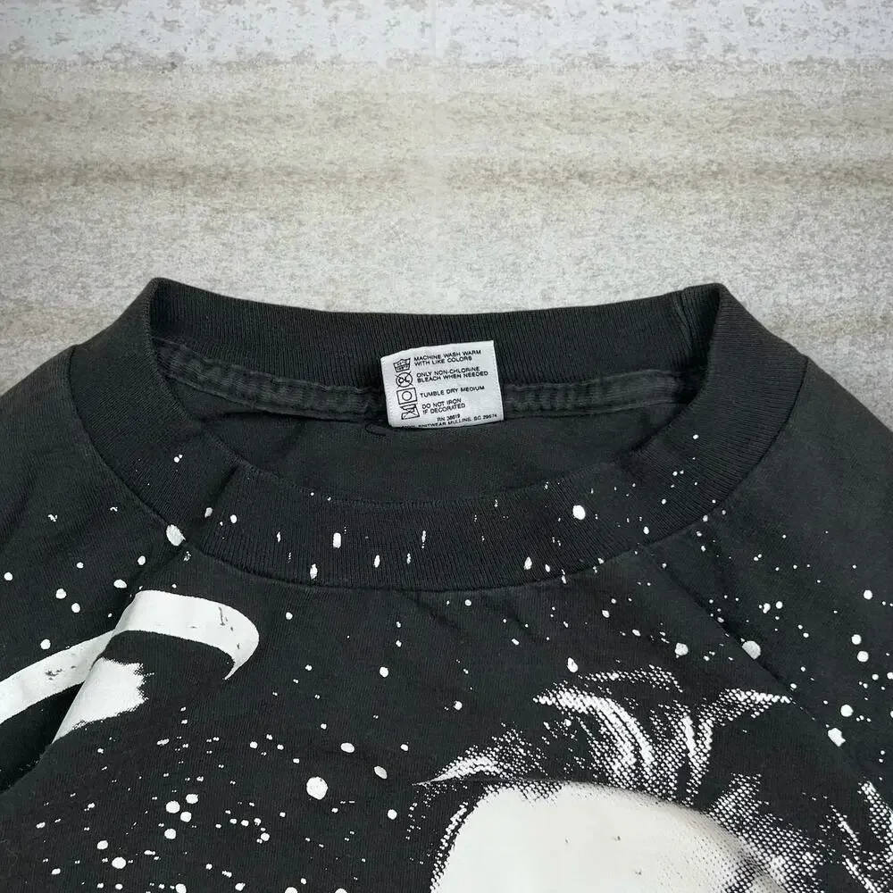 Vintage 90s Star Trek Shirt Mens XL Black Captain Kirk AOP Made USA Short Sleeve - Picture 5 of 5
